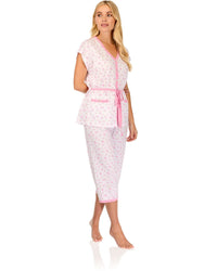 La Marquise Womens 'Vintage Blossoms' Short Sleeve Cropped Pyjamas