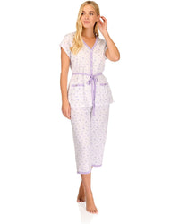 La Marquise Womens 'Vintage Blossoms' Short Sleeve Cropped Pyjamas