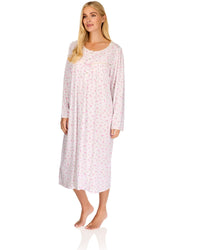 La Marquise Womens 'Vintage Blossoms' Long Sleeve Jersey Nightie