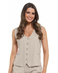 Indigo Roc Womens Linen Button Waistcoat