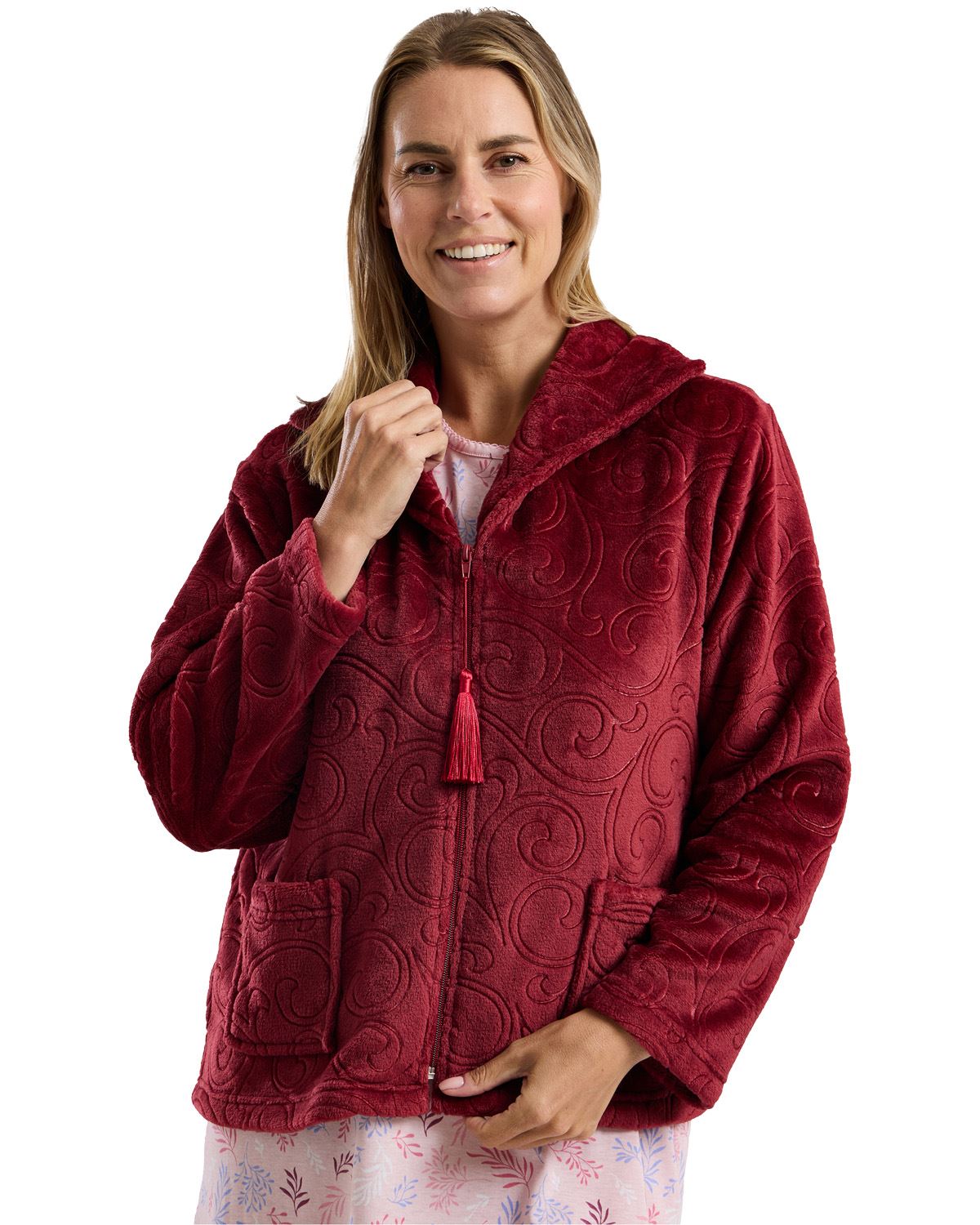 Marlon Womens Swirl Fleece Zip Bedjacket