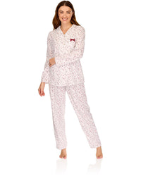 La Marquise Womens 'Velvet Rose' Long Sleeve Button Pyjamas
