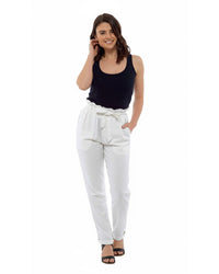 Indigo Roc Womens Linen Paperbag Waist Trousers