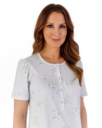 Slenderella Womens Cotton Large Floral 43" Short Sleeve Nightdress