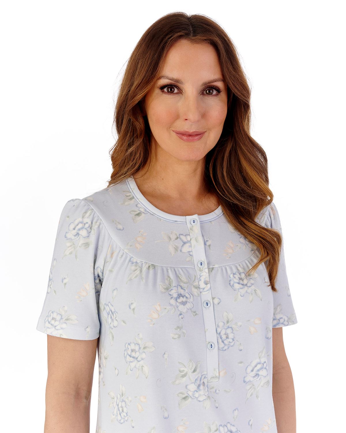 Slenderella Womens Cotton Large Floral 43" Short Sleeve Nightdress
