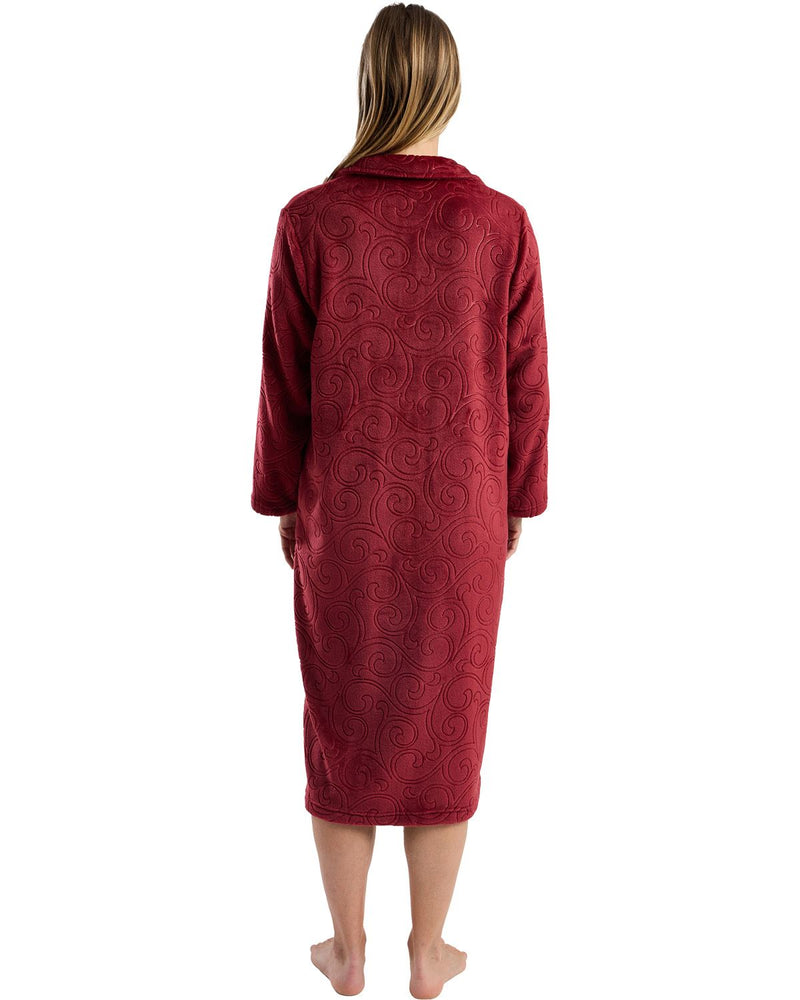 Marlon Womens Swirl Fleece Button Housecoat