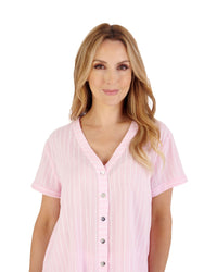 Slenderella Womens Short Sleeve Textured Woven Pyjamas