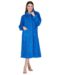 La Marquise Womens Diamond Jacquard Button Fleece Robe