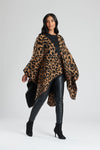 South Beach Womens Jacquard Fringe Poncho
