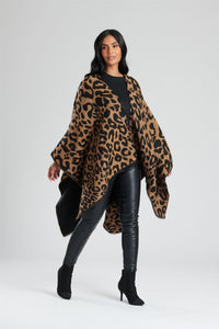 South Beach Womens Jacquard Fringe Poncho