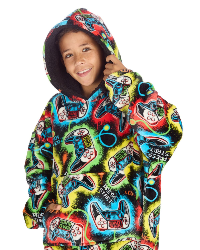 Huggable Kids Gamer Print Oversized Hoodie