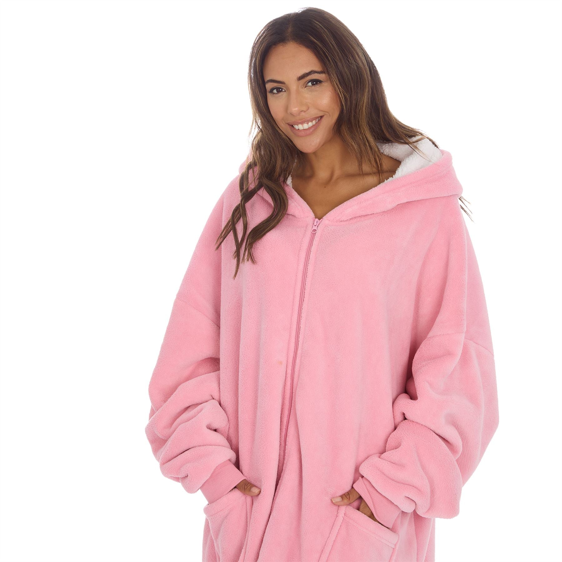 Huggable Womens Oversized Sherpa Lined Zip Hoodie – Slumber Hut