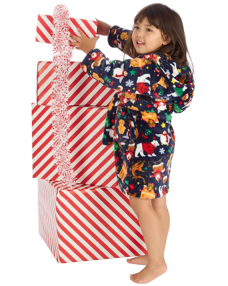 Huggable Kids Christmas Hooded Dressing Gown