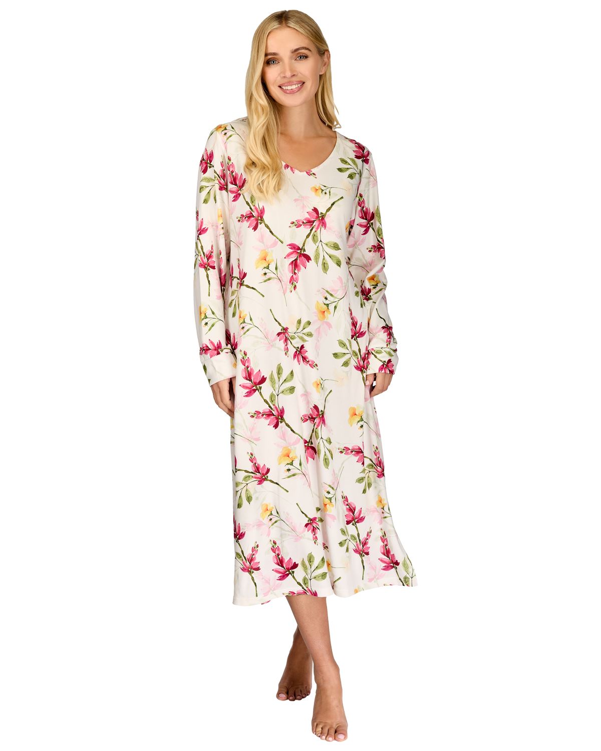 La Marquise Womens 'Berry & Blue' 43" & 50" Long Sleeve Jersey Nightie