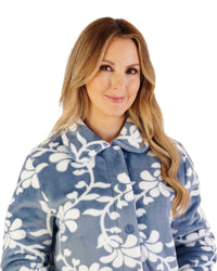 Slenderella Womens 46" Floral Flannel Fleece Button Housecoat