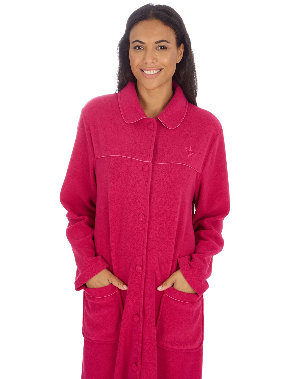 Lady Olga Womens Button Fleece Dressing Gown
