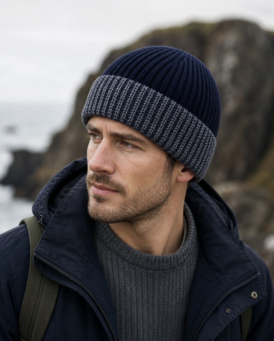 Pro Climate Mens Turn Up Chunky Knit Beanie Hat