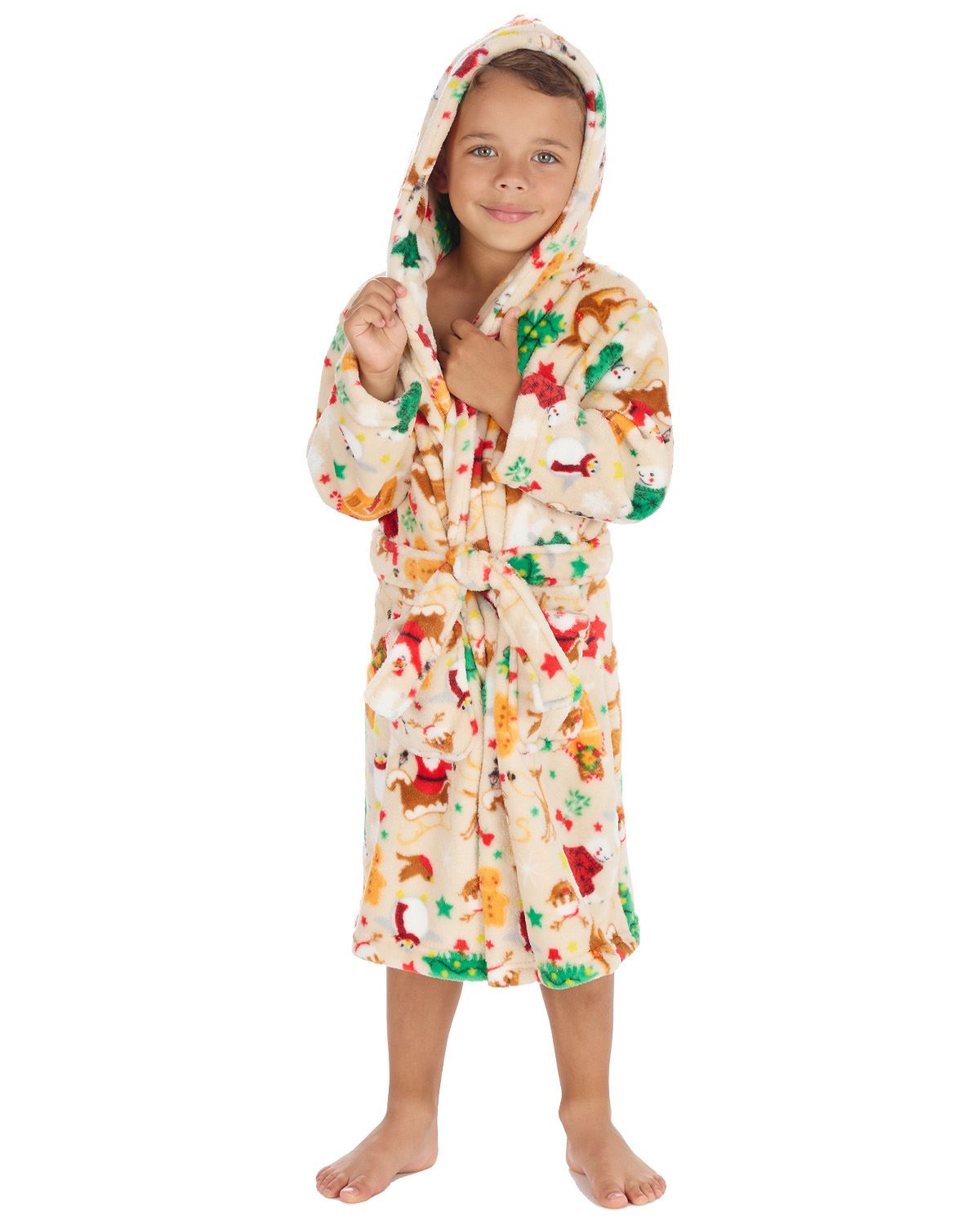 Huggable Kids Christmas Hooded Dressing Gown