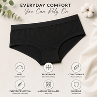 Girls 10 Pack Plain Black Short Knickers