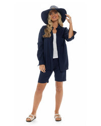 Indigo Roc Womens Relaxed Fit Linen Shirt