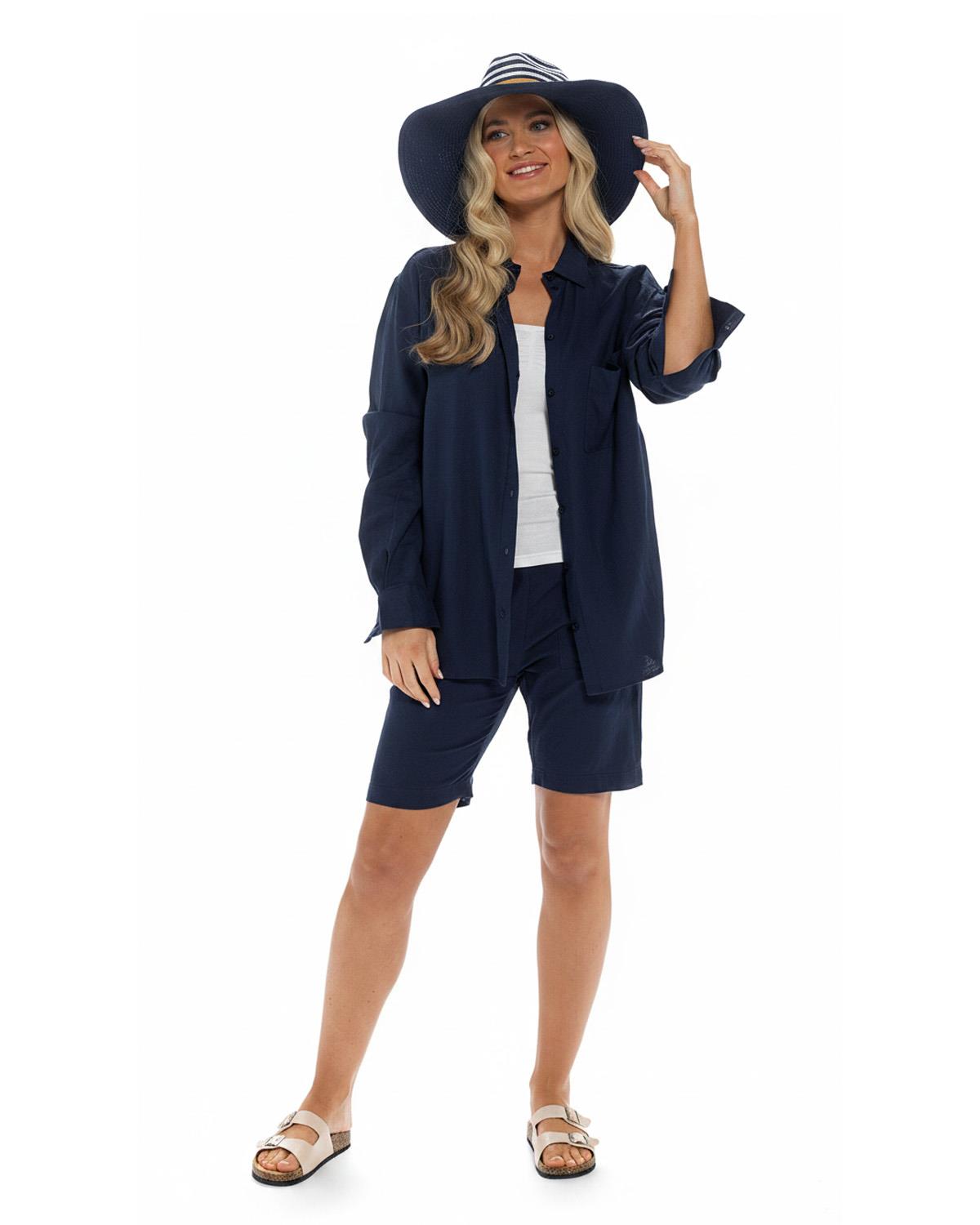 Indigo Roc Womens Relaxed Fit Linen Shirt