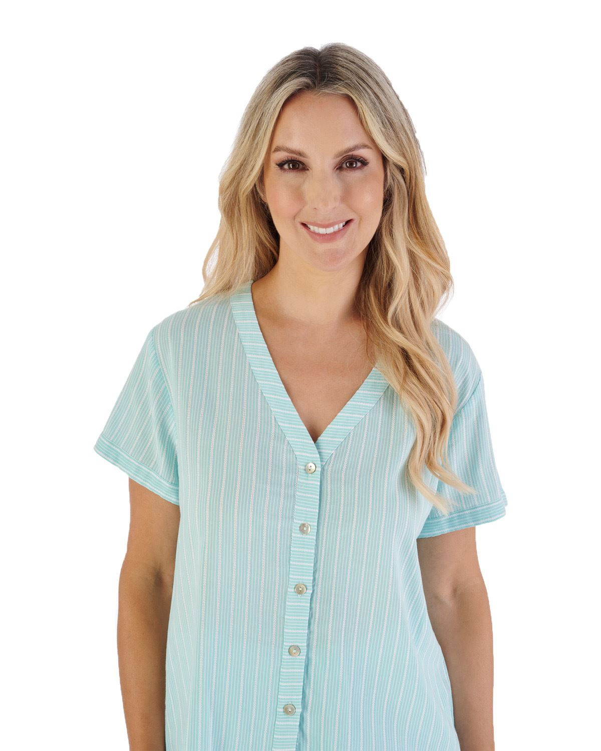 Slenderella Womens Short Sleeve Textured Woven Pyjamas