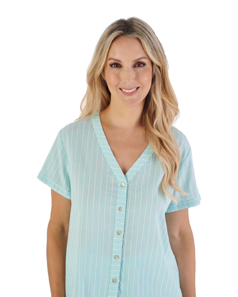 Slenderella Womens Short Sleeve Textured Woven Pyjamas