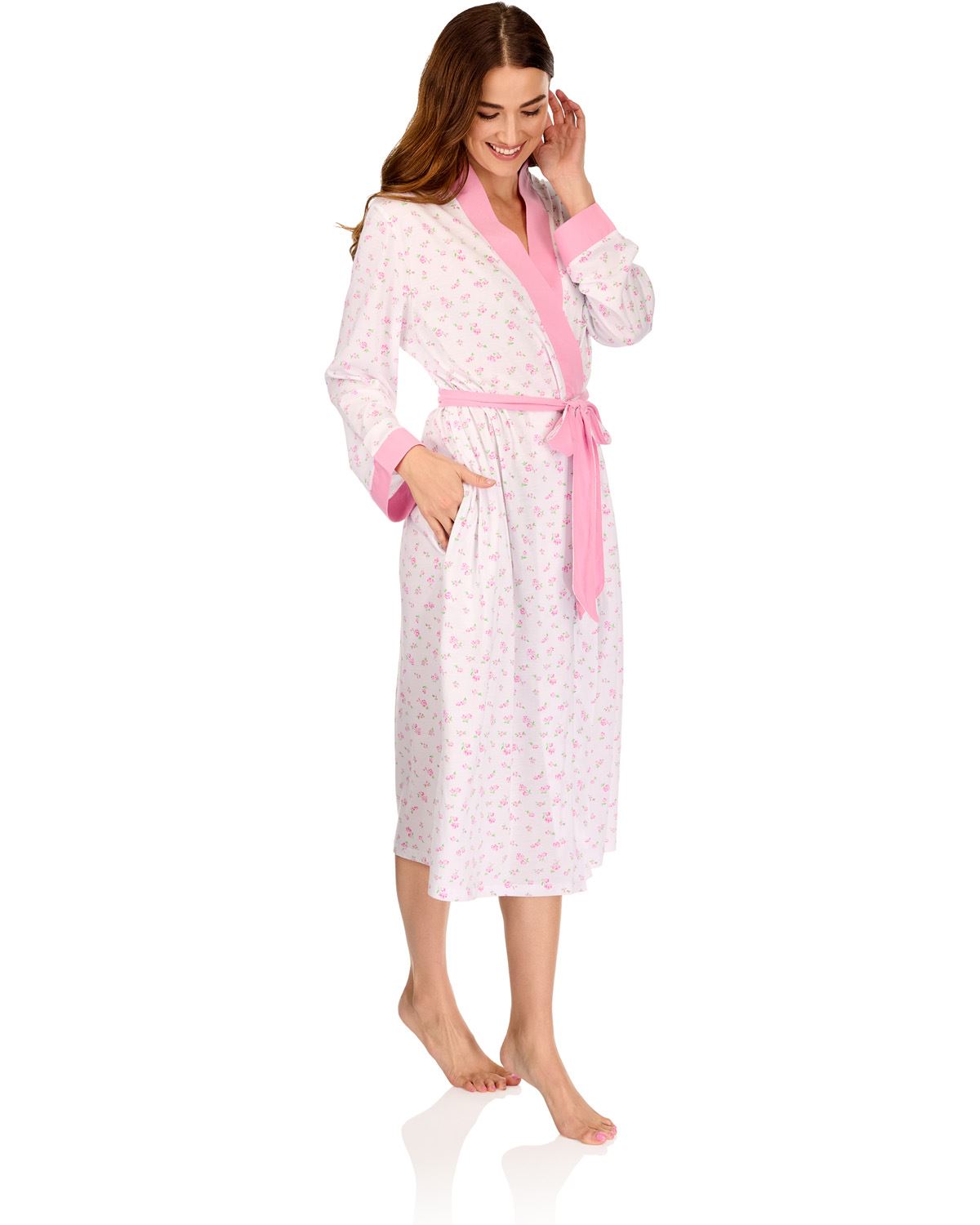 La Marquise Womens 'Vintage Blossoms' Long Sleeve Wrap Robe