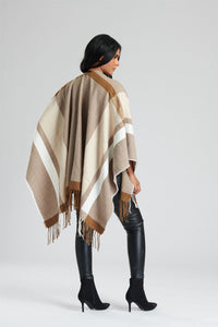 South Beach Womens Jacquard Fringe Poncho