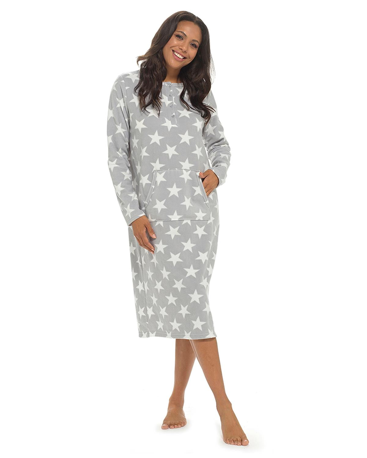 Wolf & Harte Womens Polar Fleece Nightie with Pocket