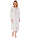 Slenderella Womens 100% Woven Cotton Long Sleeve Button Nightie