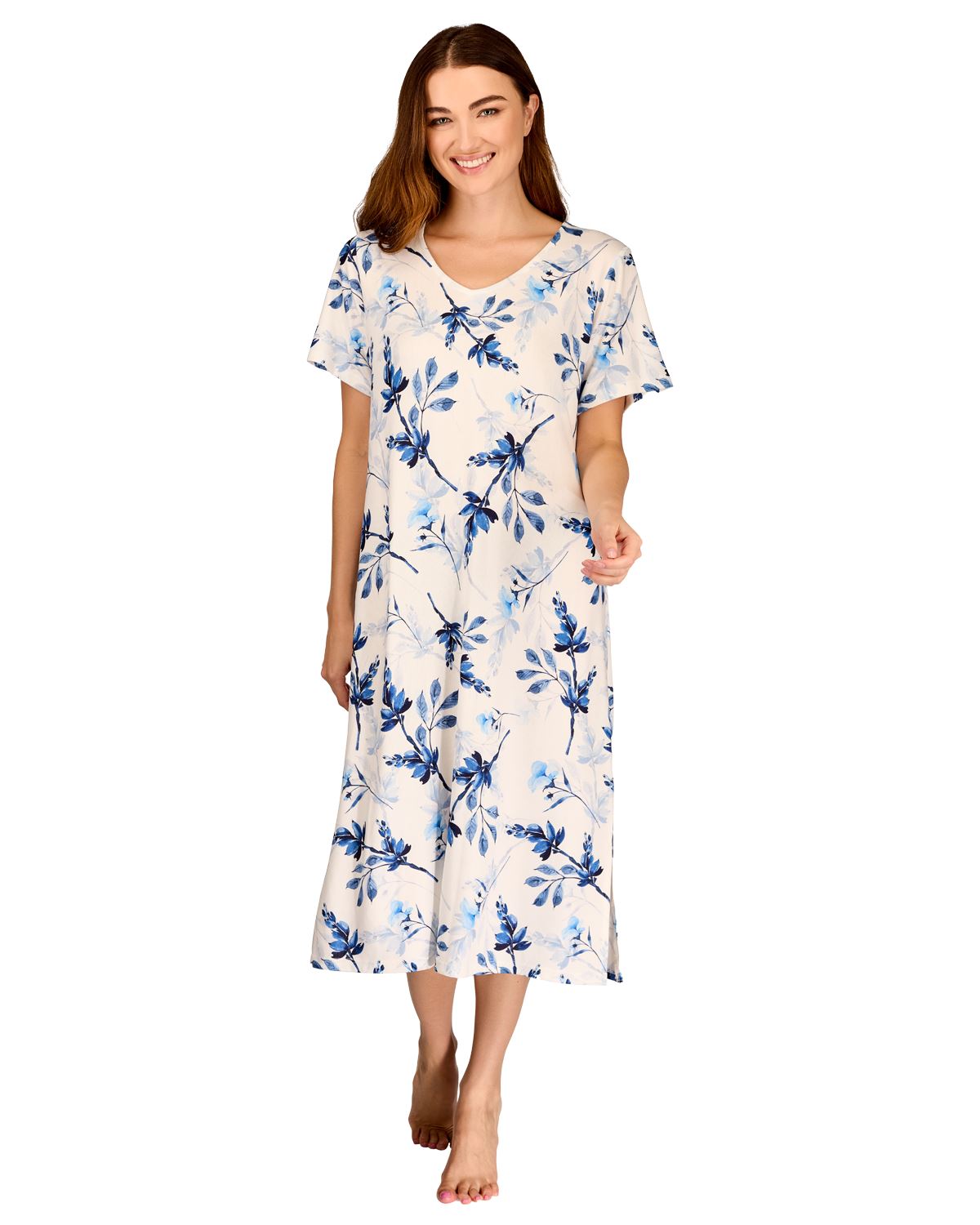 La Marquise Womens 'Berry & Blue' 43" & 50" Short Sleeve Nightie