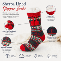 Womens Fairisle Sherpa Lined Slipper Socks