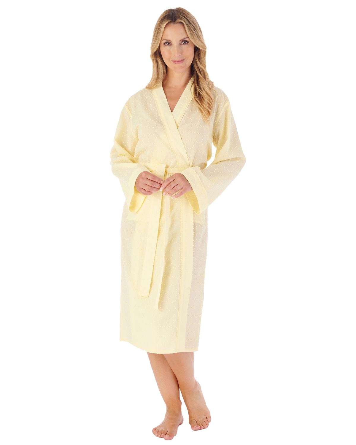 Slenderella Womens Dobby Dot 100% Cotton Kimono Wrap