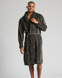 Loungeable Mens Shawl Collar Fleece Dressing Gown
