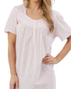 Marlon Womens Linear Floral 45" Short Sleeve Button Nightie