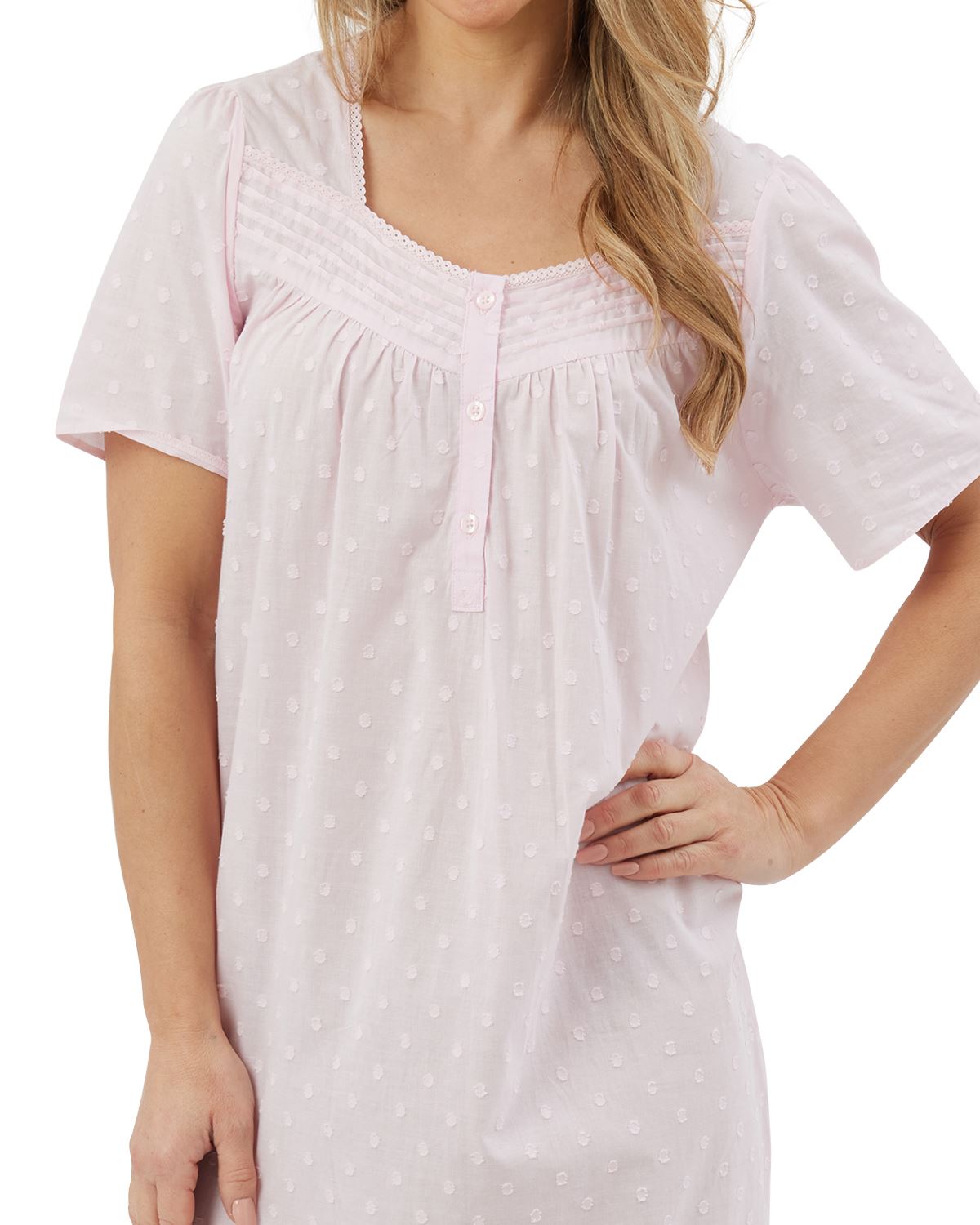 Marlon Womens Linear Floral 45" Short Sleeve Button Nightie