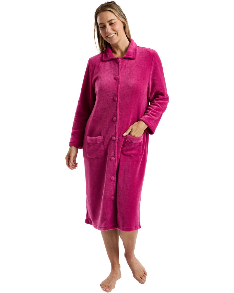 Marlon Womens Coral Fleece Button Robe