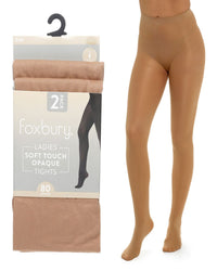 Foxbury Womens 6 Pack 80 Denier Soft Touch Opaque Tights
