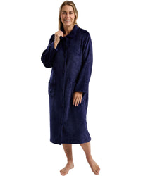 Marlon Womens Swirl Fleece Button Housecoat