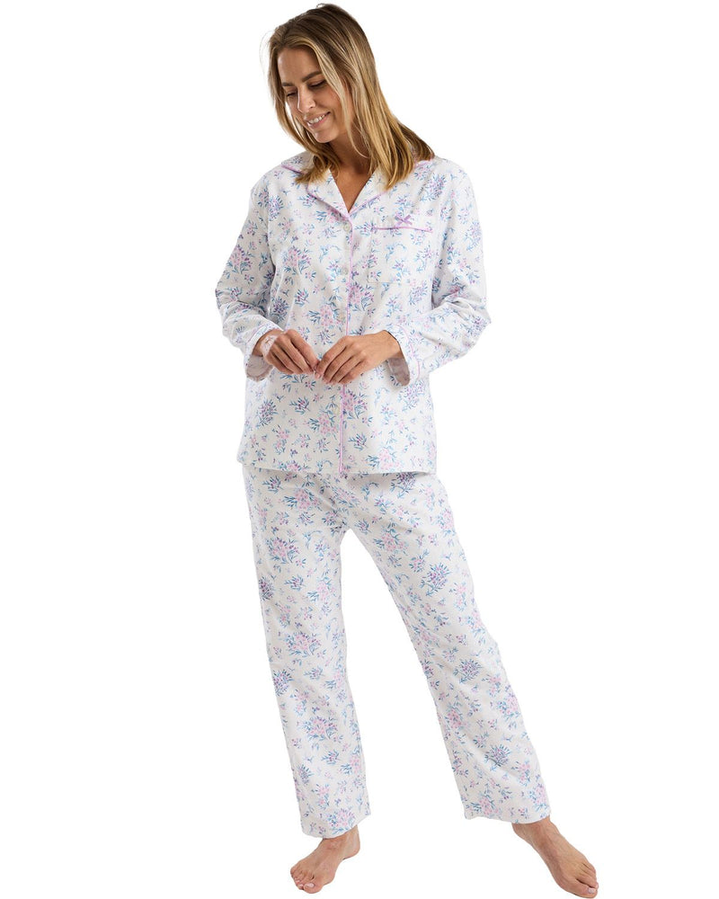 Marlon Womens Floral Bouqeut Wincey Button Pyjamas