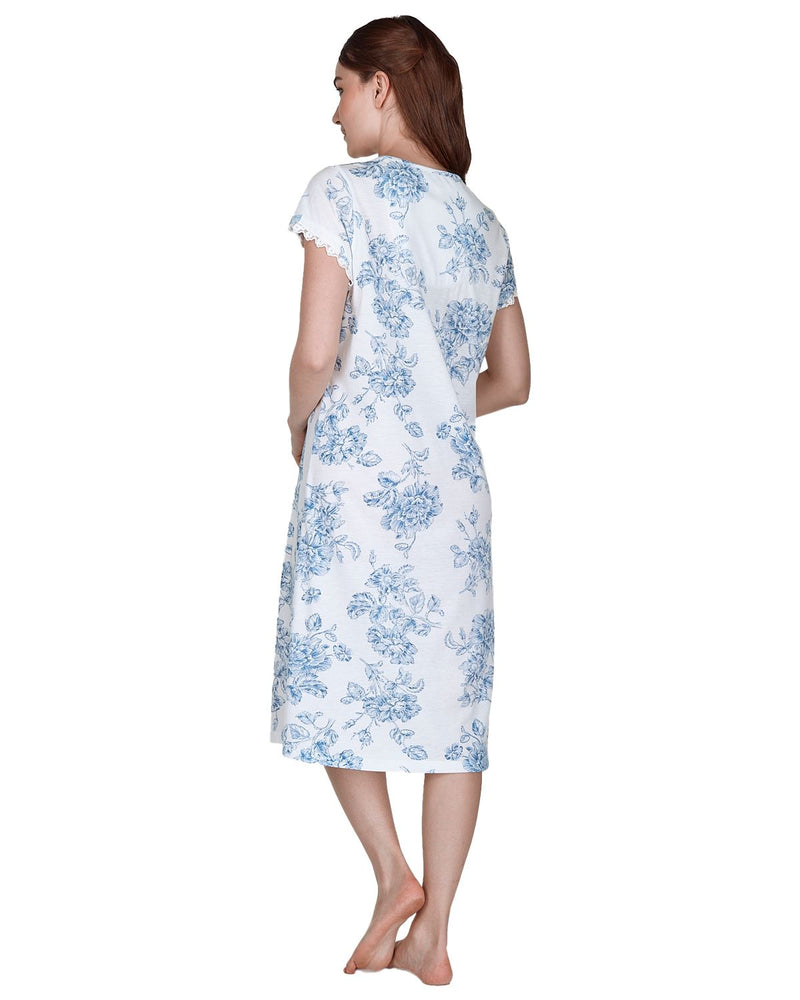 La Marquise Womens Vintage Bouquet Short Sleeve 43" Jersey Nightie