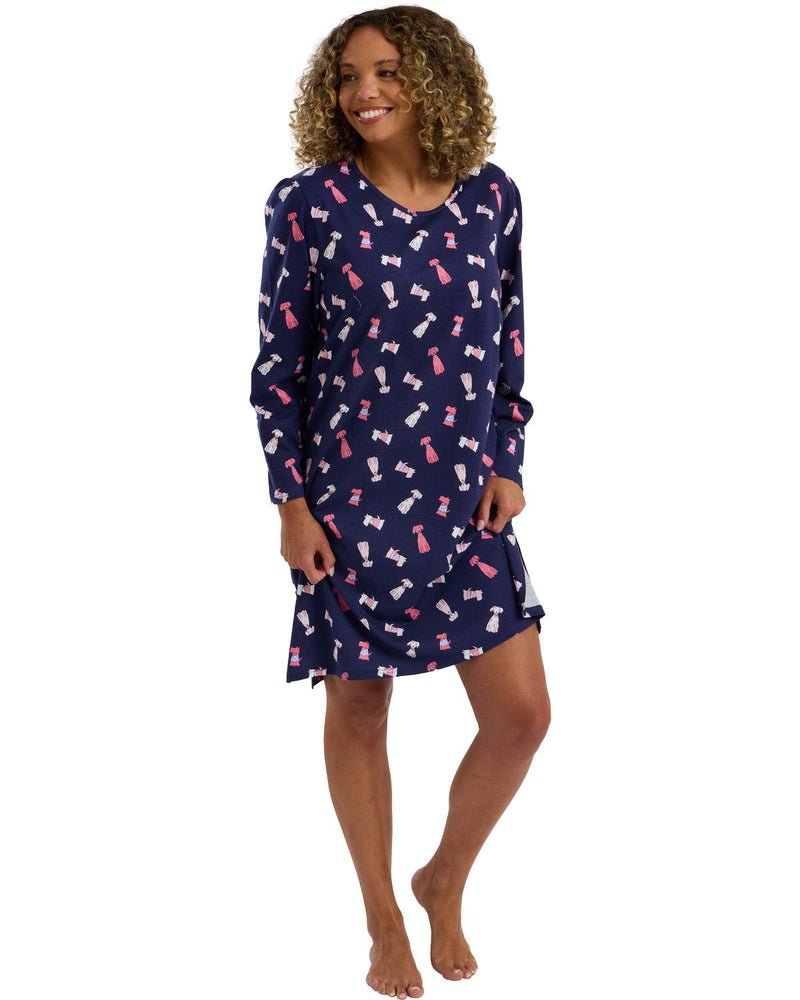 Indigo Sky Womens Cute Dog Cotton Nightshirt