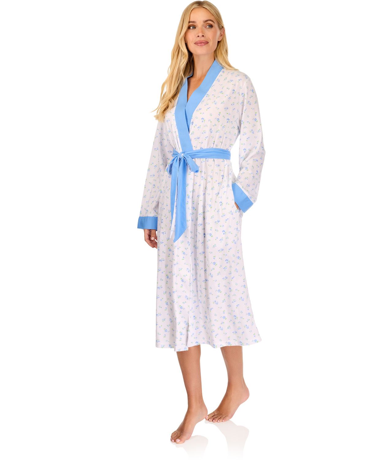 La Marquise Womens 'Vintage Blossoms' Long Sleeve Wrap Robe