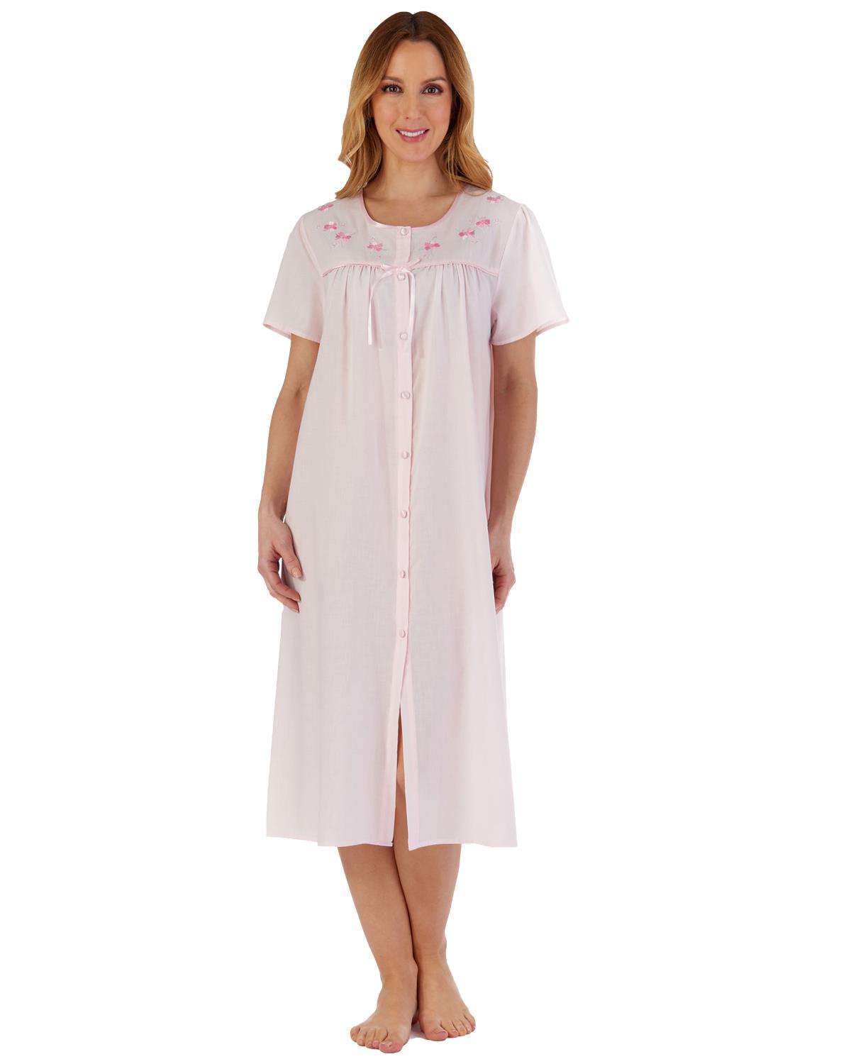 Slenderella Womens Polycotton Button Short Sleeve Nightie