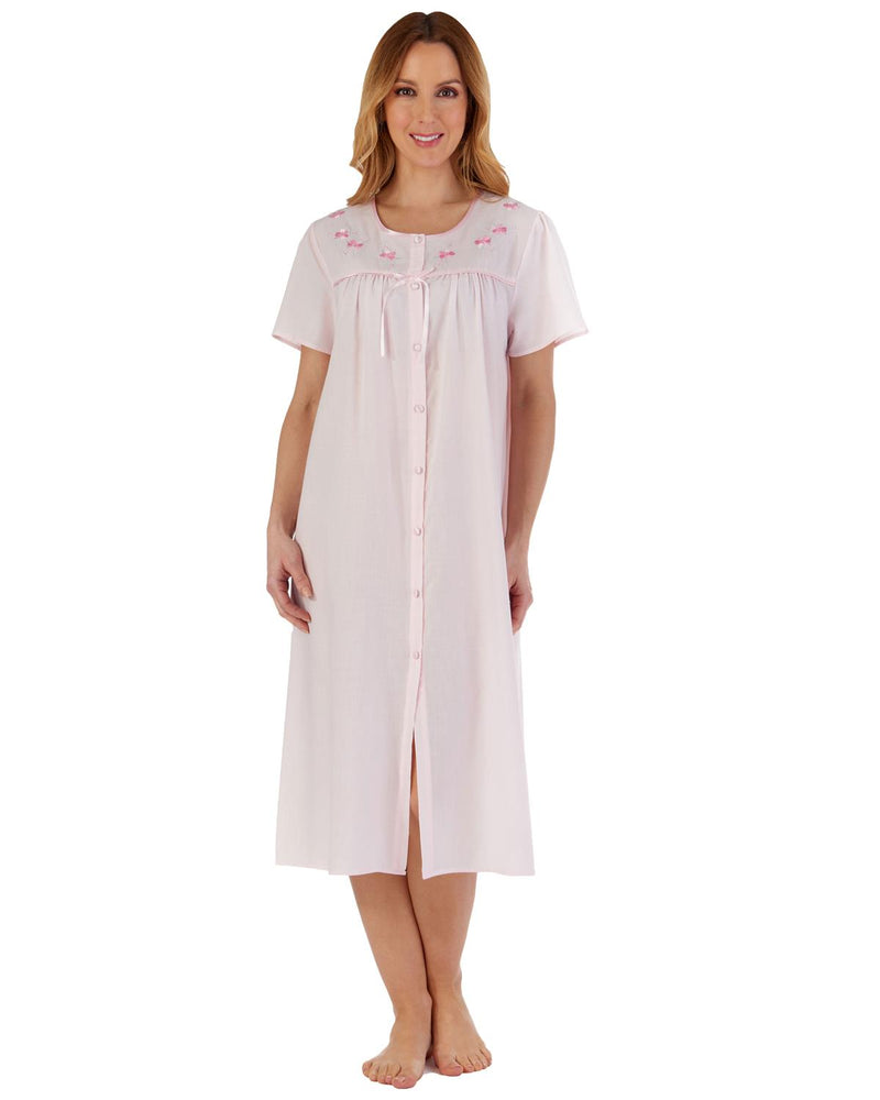Slenderella Womens Polycotton Button Short Sleeve Nightie