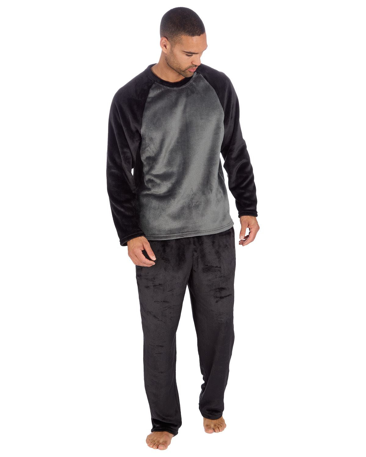 Cargo Bay Mens Polished Fleece Plain Pyjama Set