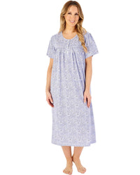 Slenderella Womens Indi Print 45" Short Sleeve Jersey Nightdress