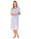 Slenderella Womens 42" Floral Gingham Short Sleeve Nightie
