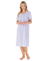 Slenderella Womens 42" Floral Gingham Short Sleeve Nightie